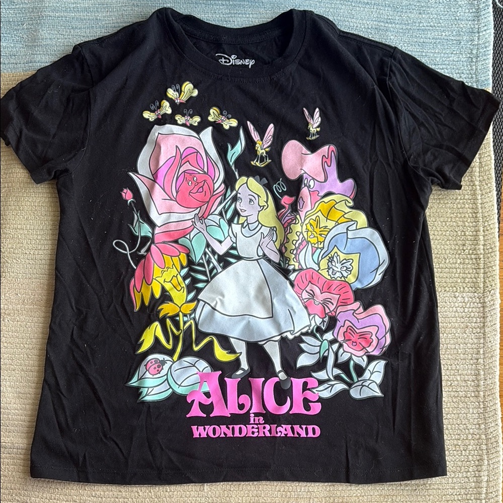 Disney Black and Pink Alice in Wonderland Short Sleeve Tee